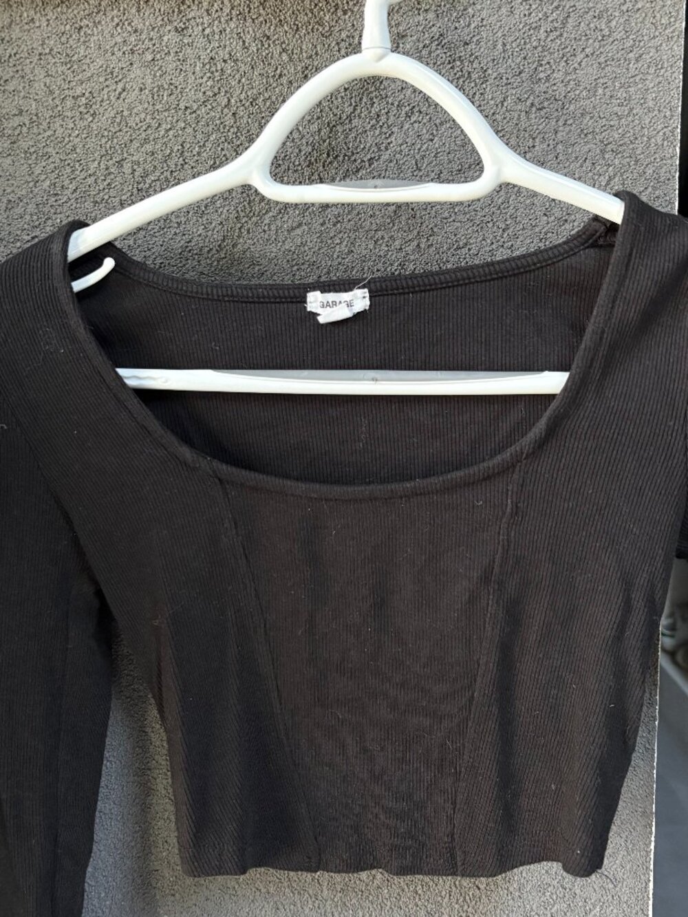 Garage Black Ribbed Long Sleeve | Fitted Crop Top